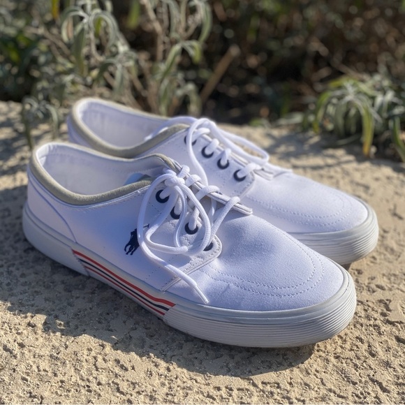 Polo Ralph Lauren canvas sneakers Faxon Low size 9D mens preppy streetwear - Picture 2 of 10